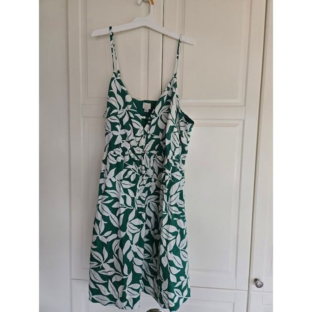A New Day Sleeveless Green & White Dress - Leaf Pattern- Womens XXL (18) NEW - Picture 6 of 7